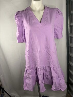 entro Lilac V-Neck Tiered Mini Dress